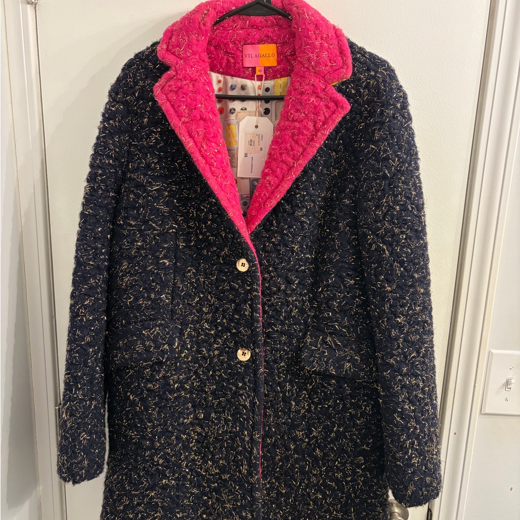 Vilagallo Navy And Pink Teddy Jacket